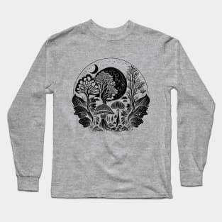 Cottagecore Moon, Mushrooms, Plants and Trees Long Sleeve T-Shirt